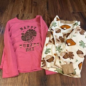 Pink Happy Turkey Day Shirt and Acorn Pajama Set